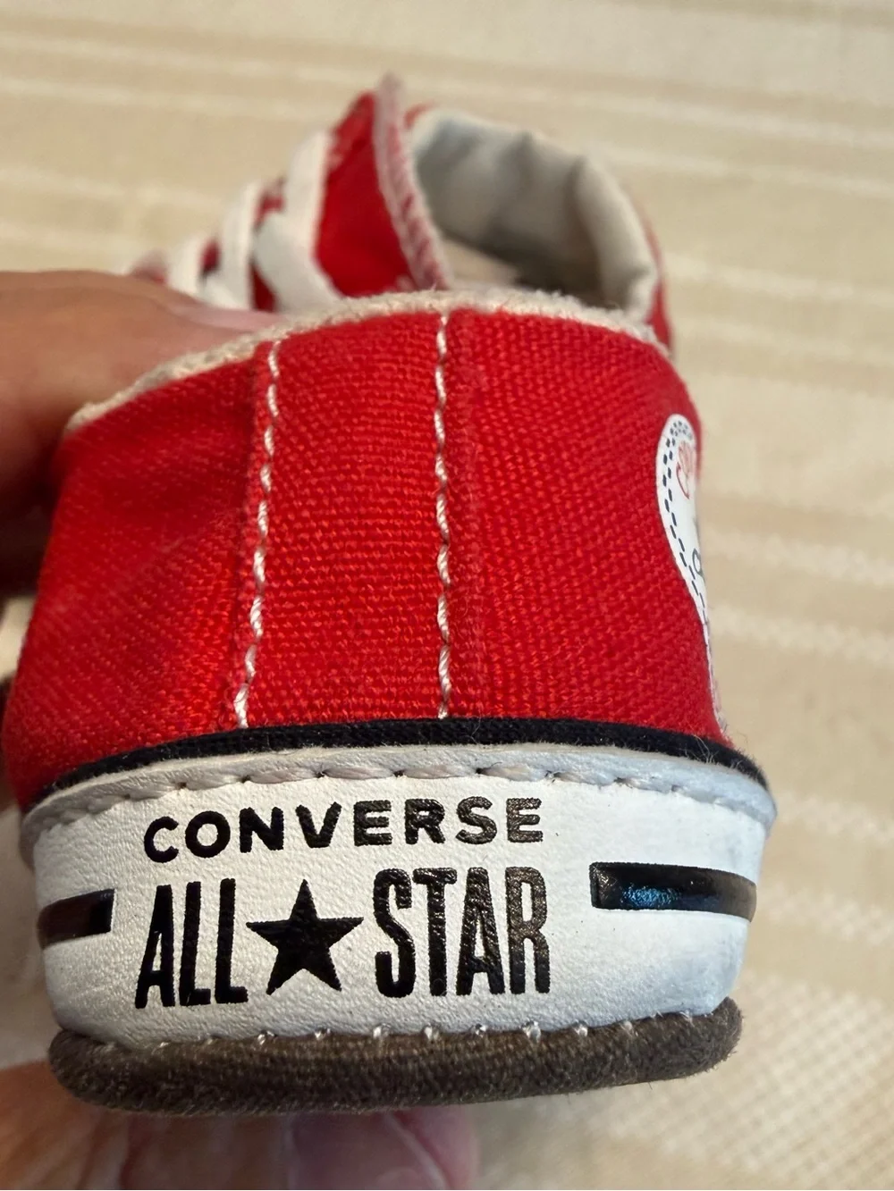 Converse Red Low-Top Kids Sneakers with White Toe Cap